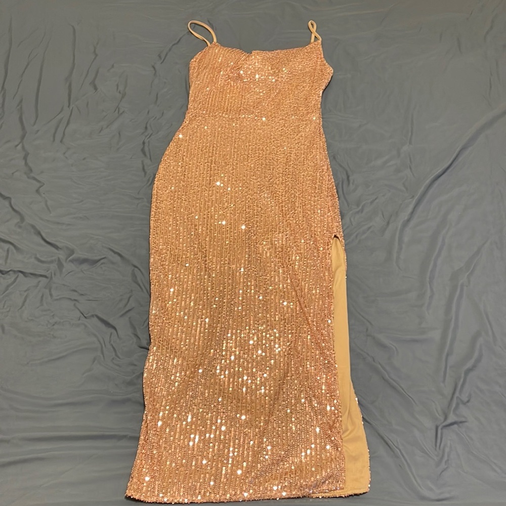 Gold Cowl Neck Dress